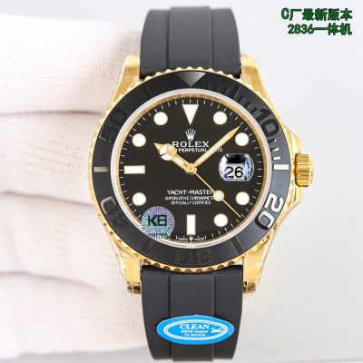 C Factory ROLEX Yacht Master Replica with Black Dial 2836 Automatic Movement 42mm Black Watch